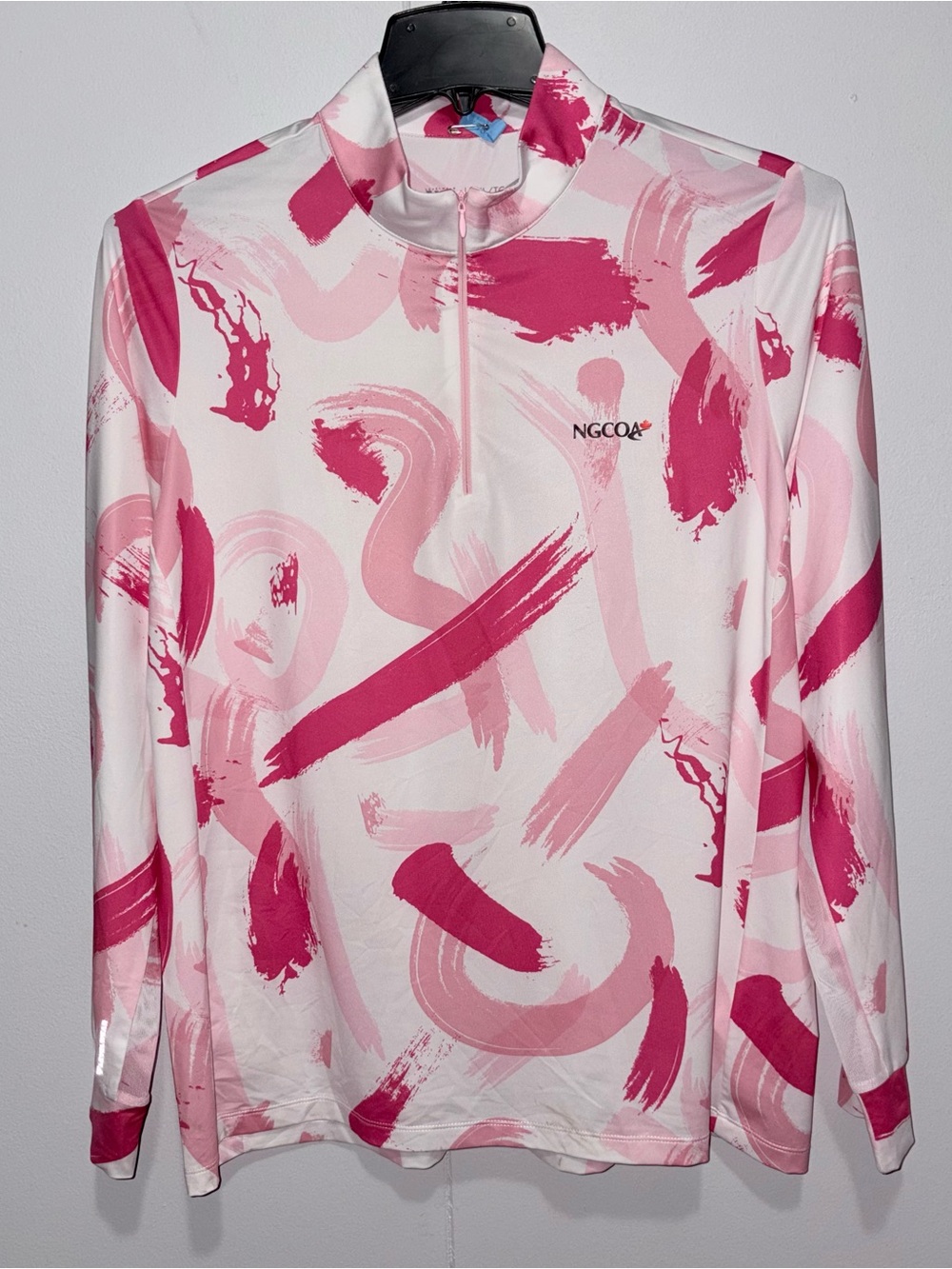 Levelwear Womens XL Pink White Abstract NGCOA Golf Quarter Zip Pullover